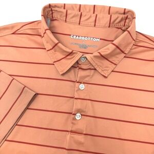 Bearbottom Mens Large Orange Red Striped Performance Short Sleeve‎ Polo Shirt